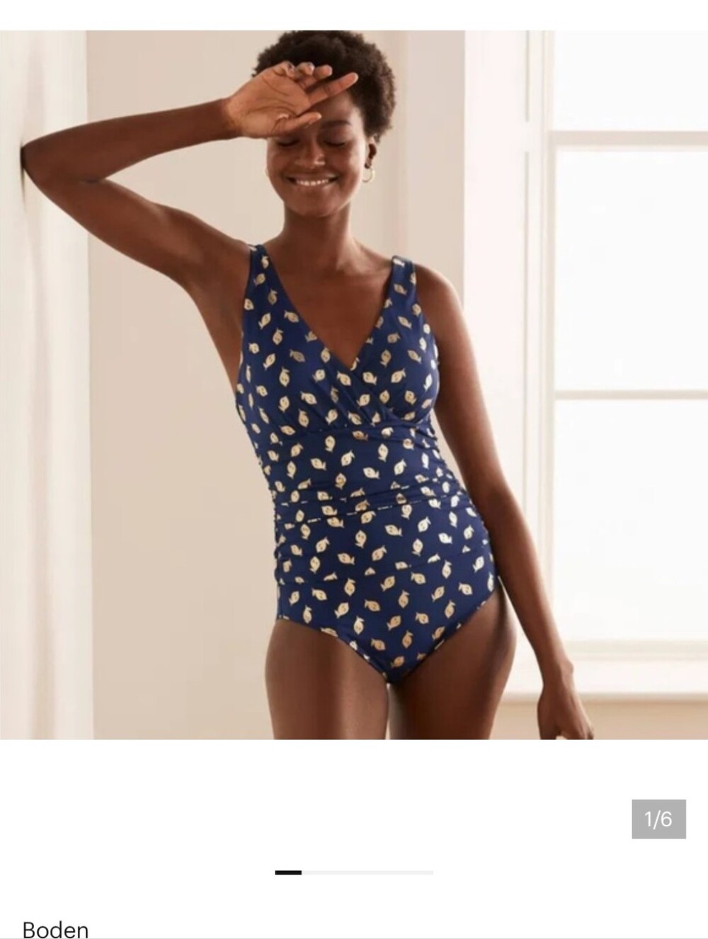 BODEN Navy and gold print Talamanca one-piece Swimsuit - size 10